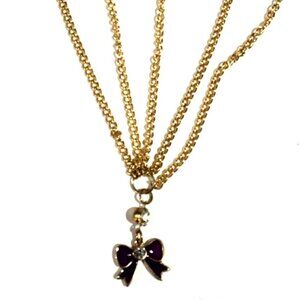 Gold tone Layered Forehead Jewelry - Head Chain Purple Bow - Women's Fashion